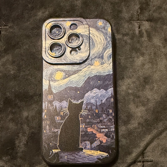 No Label Other - Starry Night Cat iPhone 14 Pro Case